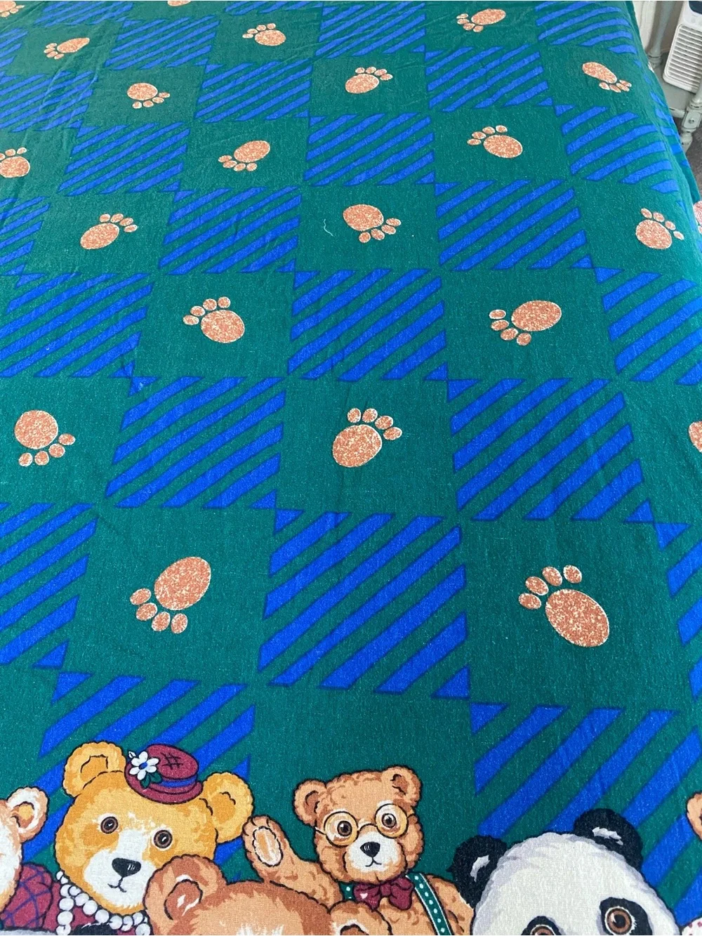 Teddy Bear Print 1990s Flannel Duvet cover Twin